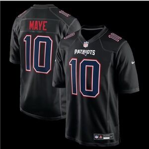 DRAKE MAYE MENS XL NE PATRIOTS CARBON BLACK FASHION GAME STITCHED JERSEY NIP